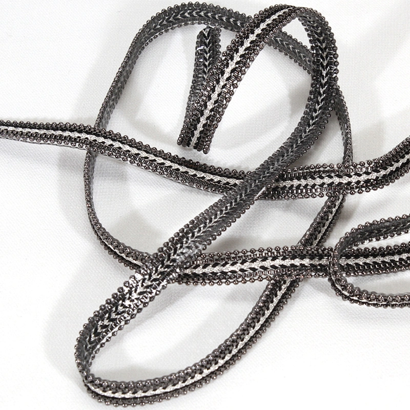 Black Accessories Beaded Hot Fix Rhinestone Trim with kavatar Espiral Chain