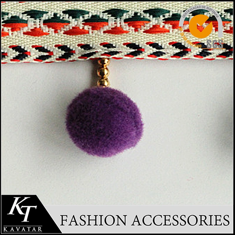 Handmade korean pom pom trim fringe for curtain with 2cm colorful ball