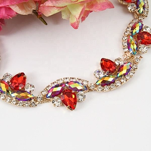Kavatar beaded trim wholesale rhinestone trim glass bridal beaded trims