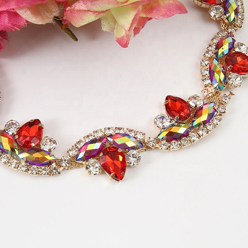 Kavatar beaded trim wholesale rhinestone trim glass bridal beaded trims