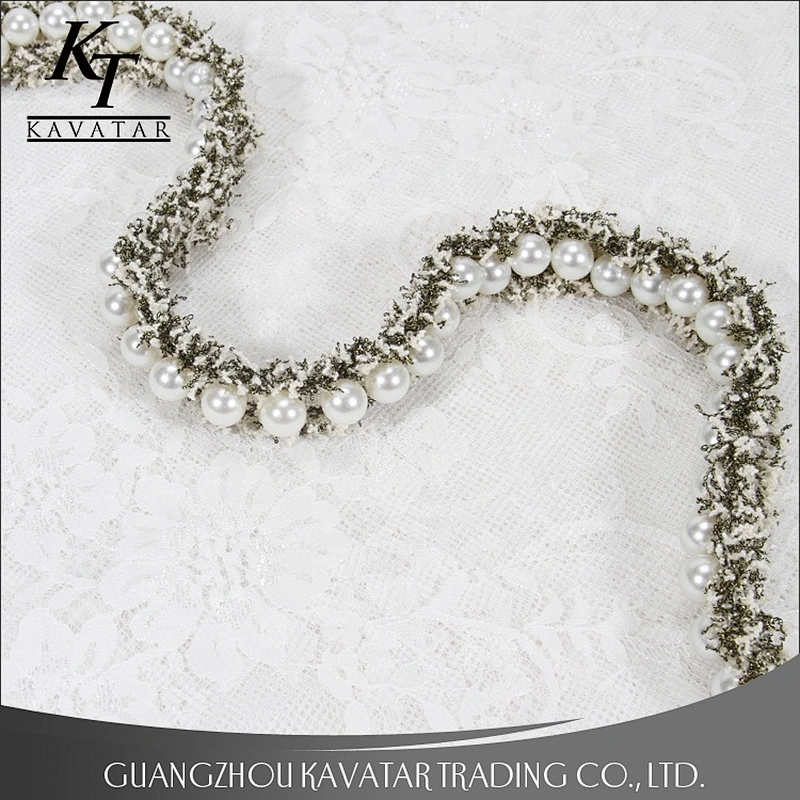 New Design 2.5cm Big Pearl Bead Lace Trim For Garment Decoration
