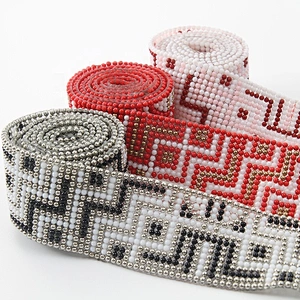 Kavatar multi color  Hotfix rhinestone Trims iron on for garment glass rhinestones belt rhinestone transfer design