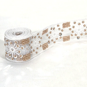 Vogue Floral Pattern Tulle Lace Black Sequin Trim