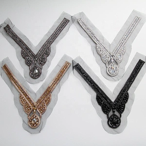 Wholesale Latest Patches clothing use garment Appliqued patches beads rhinestone 3D custom patch