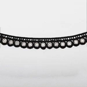 Special eyelet trim, made of eyelet and alloy/used for garment decoration