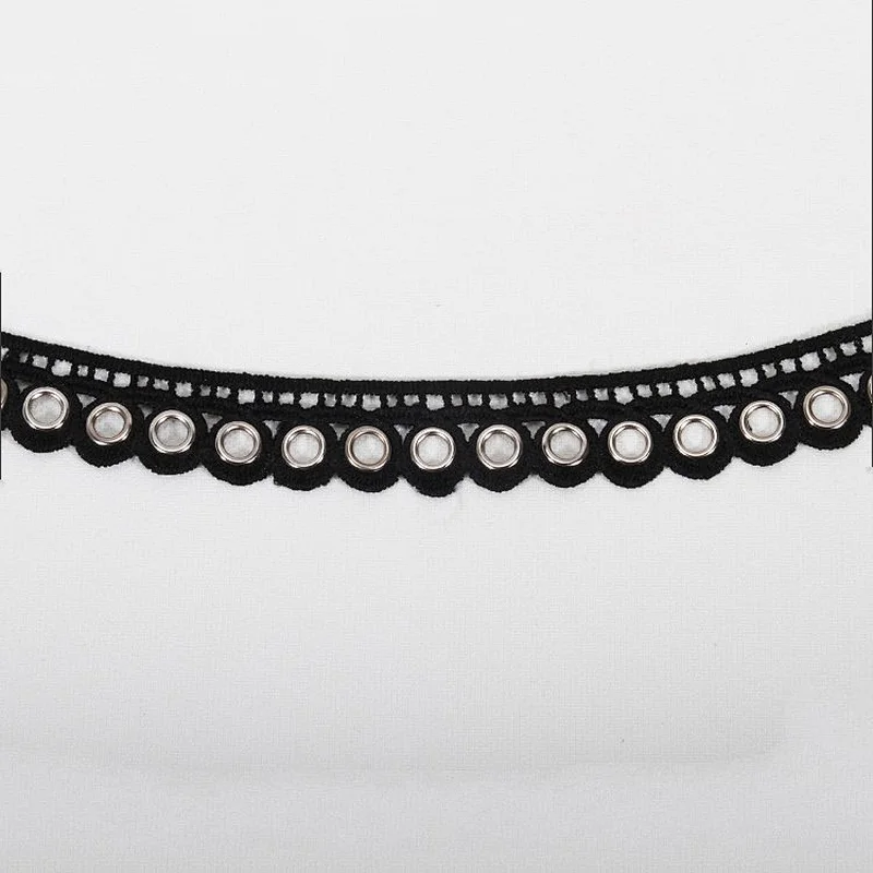 Special eyelet trim, made of eyelet and alloy/used for garment decoration