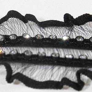 Wholesale Rhinestone Beaded Ruffled Chiffon Lace Trim for Women Garments
