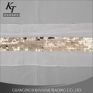 Fashionable Embroidery Sequin Mesh Lace Ribbon Trim For Garment