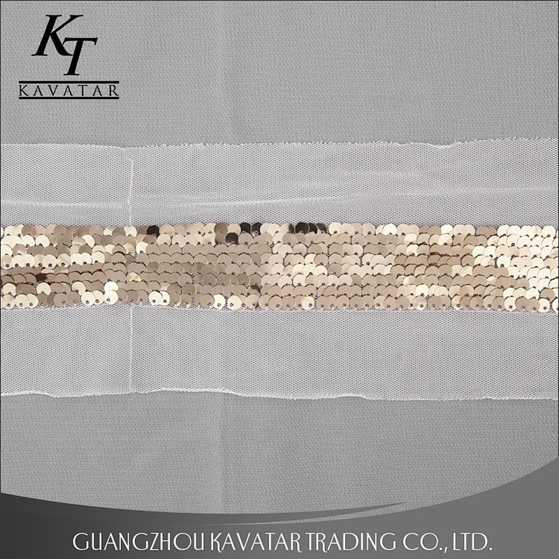 Fashionable Embroidery Sequin Mesh Lace Ribbon Trim For Garment