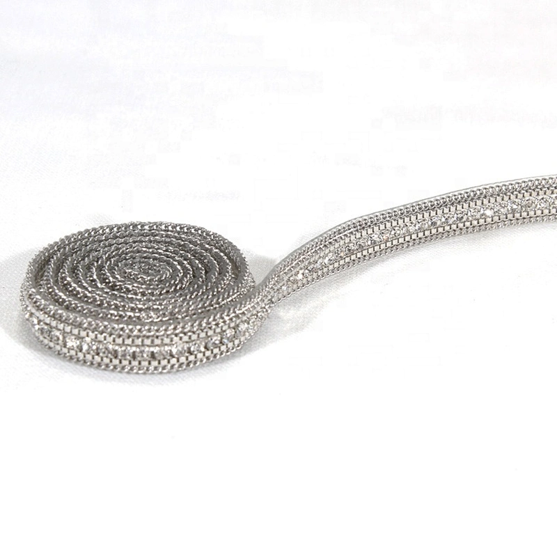 Kavatar Wholesale Custom Design Accessories Chain Beaded Rhinestone Hotfix Trim