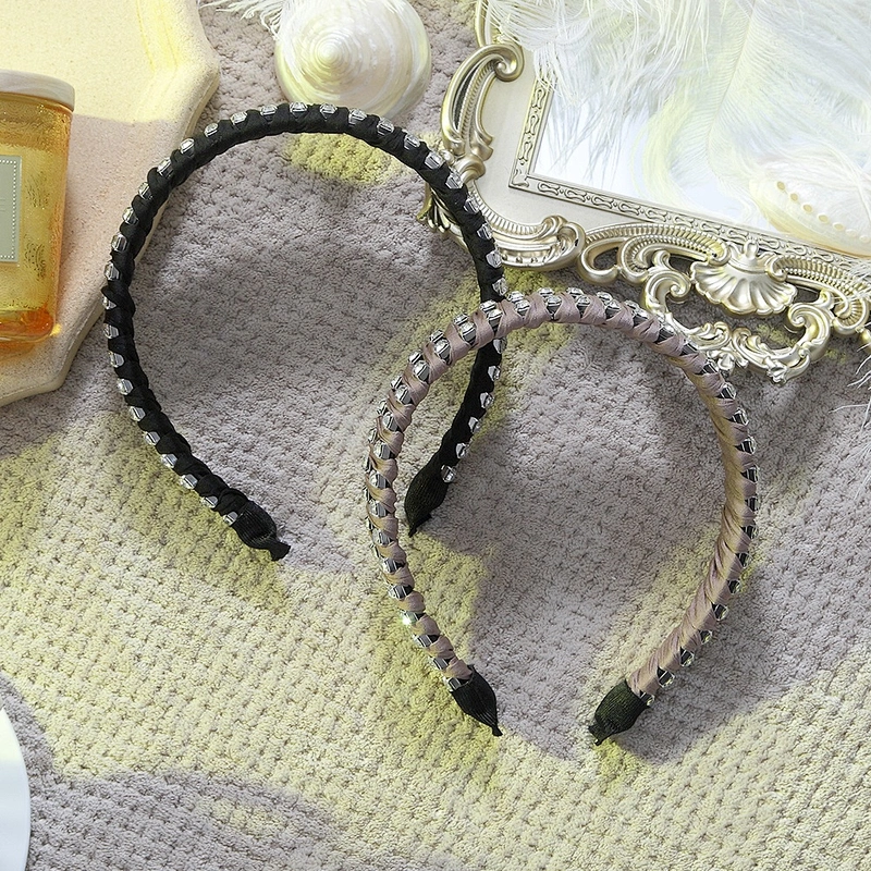 wholesale contracted stripe rhinestone hair hoop Designer hairband accessories web celebrity ins party women girl headbands