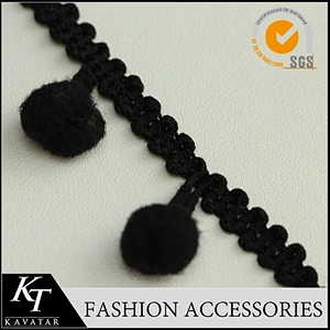 Wholesale top latest design lace trim with pom pom for garment