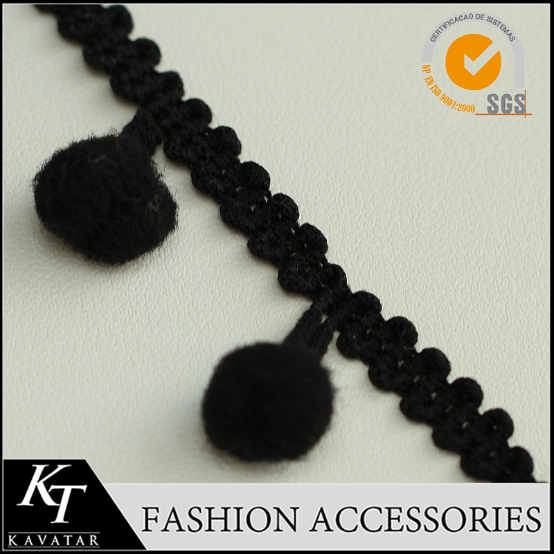 Wholesale top latest design lace trim with pom pom for garment