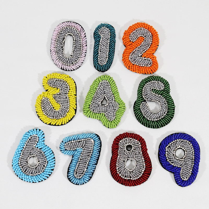 Exquisite beaded number patches for decoration hat,garment,bag