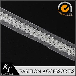 Beautiful bride wedding dress decoration pearl beaded lace trim