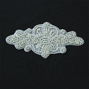 New Style Flower Rhinestone Sequin Appliques For Bride Wedding Dress