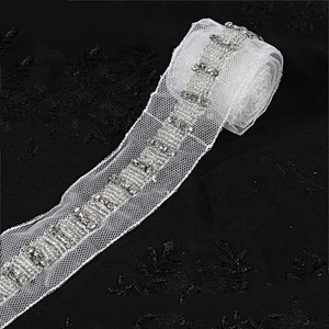 Accessories claw rhinestone beaded lace mesh trim decorate for bride wedding dress
