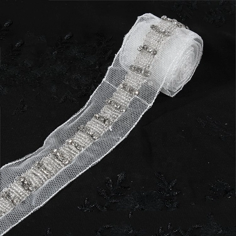 Accessories claw rhinestone beaded lace mesh trim decorate for bride wedding dress