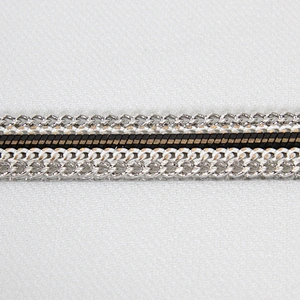 Decorative Accessories Chain Edged Hotfix Adhesive Rhinestone Trims with Black Braided Ribbon
