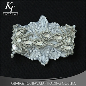 Sew-on Floral Bridal Pearl Crystal Beaded Rhinestone Applique