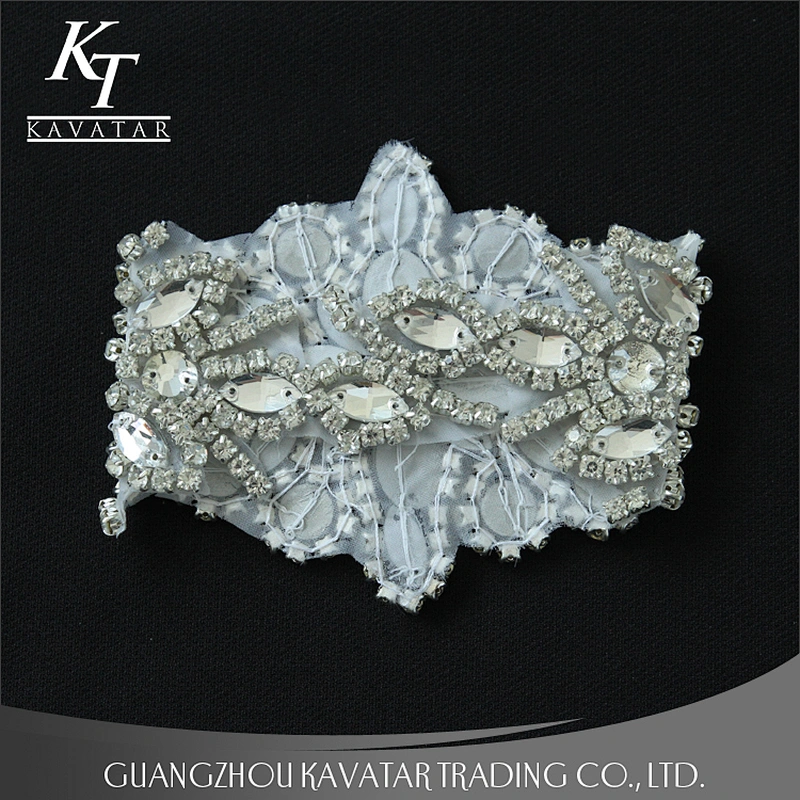 Sew-on Floral Bridal Pearl Crystal Beaded Rhinestone Applique