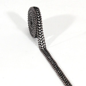 Stock Bulk Mini Black Braided Hot Fix Transfer Trim with Accessories Chain