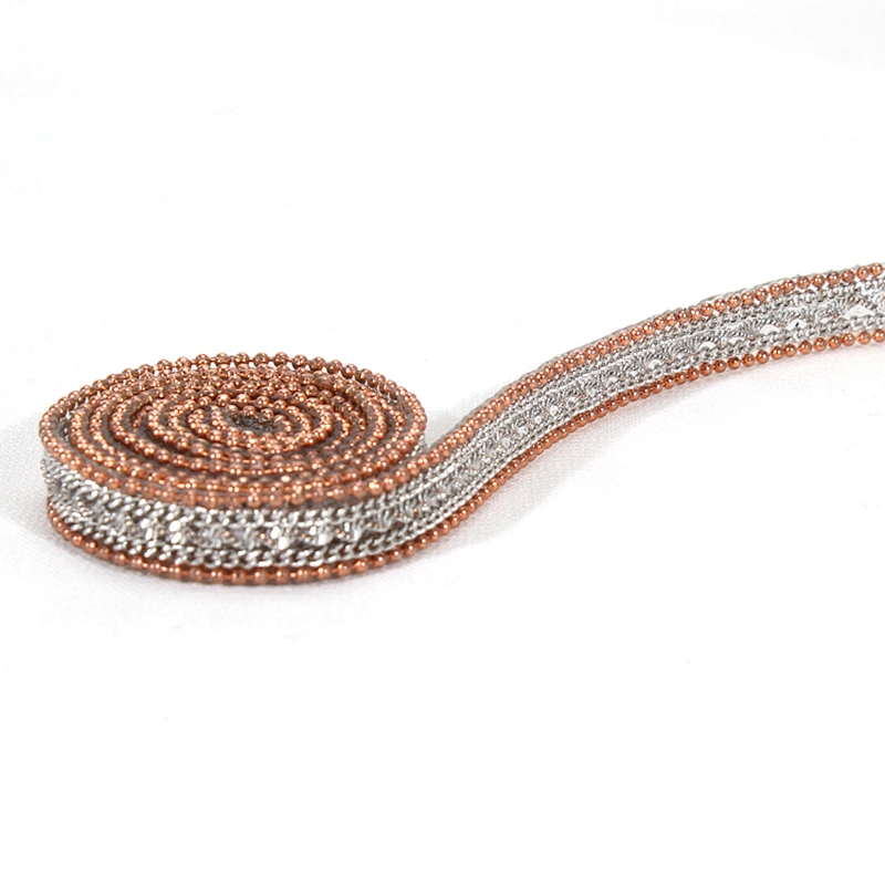 Wholesale Gold Hot Fix Iron On Trim with Accessories Chain Beads