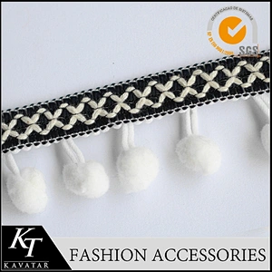 Custom tassel fringe,wholesale pom pom fringe for clothes