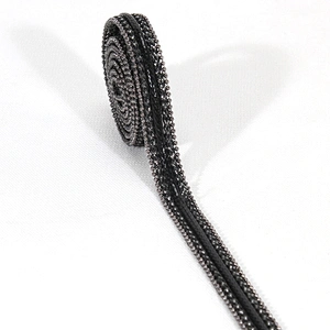 Wholesale Black Accessories Plastic Beaded HotFix Transfer Trim with Accessories Beads Chain