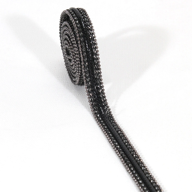 Wholesale Black Accessories Plastic Beaded HotFix Transfer Trim with Accessories Beads Chain