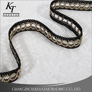 Popular gold circle design lace trim from china