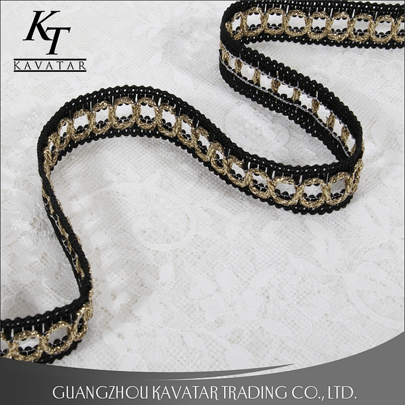 Popular gold circle design lace trim from china