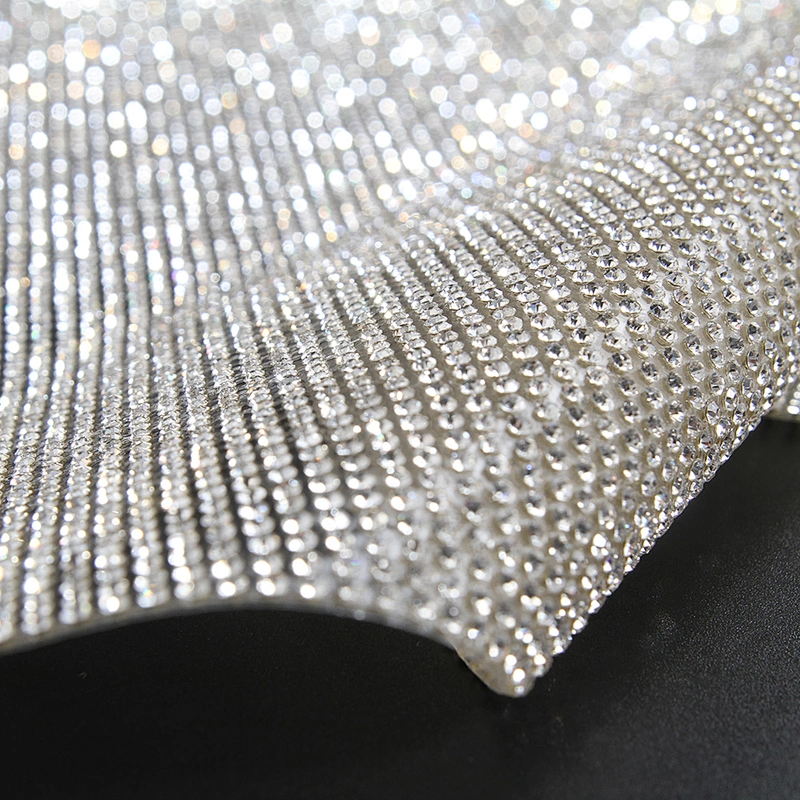 Kavatar Wholesale  2mm Aluminum Transfer Crystal Stone Mesh Sheets Trimming, Gold Accessories Base Hot Fix Rhinestone Iron on Trims