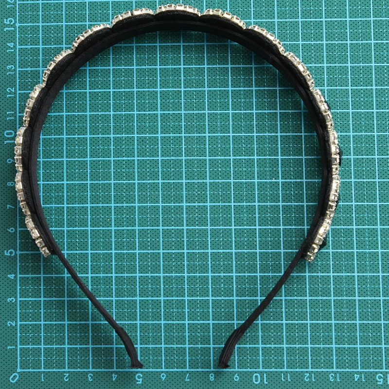 Wholesale Bead headband for women Crown Rhinestone Beaded Hairbands Korean headband Polyester headbands with buttons