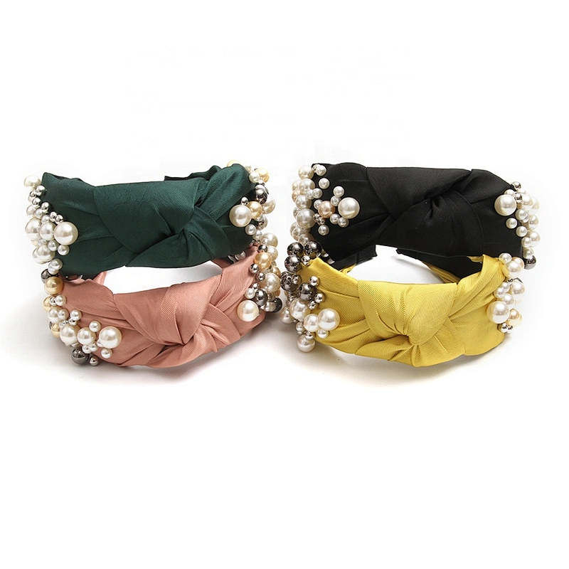 Euramerican style Korean headbands for women 2020 retro wide - rimmed hair accessories wholesale rhinestone  pearl  headbands