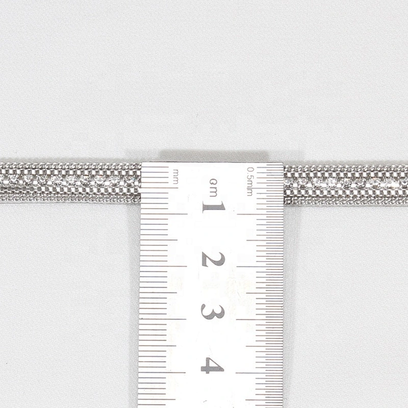 Kavatar Wholesale Custom Design Accessories Chain Beaded Rhinestone Hotfix Trim