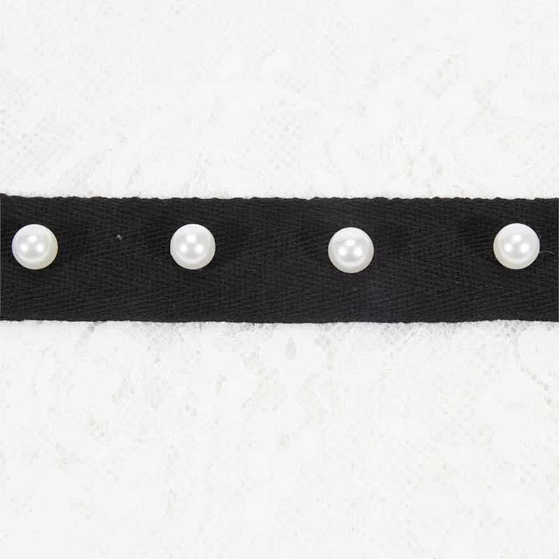 Custom Wholesale 2.5cm Cotton Black Pearl Beaded Herringbone Tape