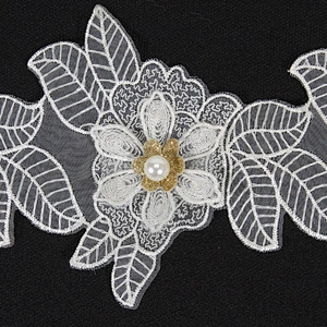 Classics style 3d embroidery flower lace trim for decoration