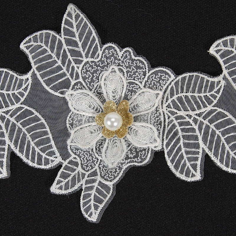 Classics style 3d embroidery flower lace trim for decoration
