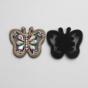 Multi Colour Diamante Rhinestones Butterfly Applique Patches