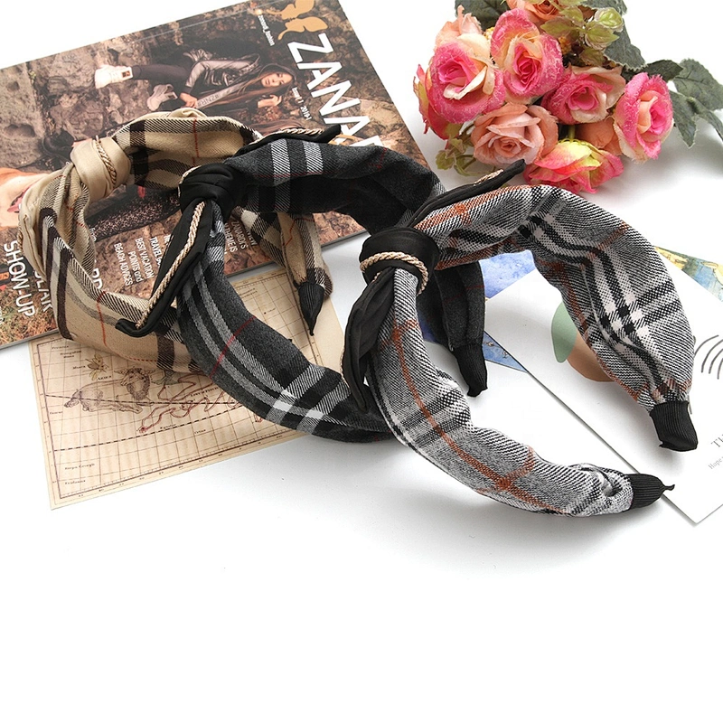 European and American simplified Korean geometric plaid wide edge hairband clothing accessories hair band hair accessories