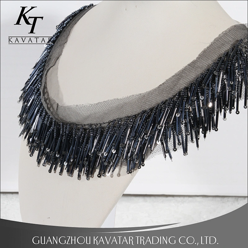 New arrival collar beaded fringe embroidery design trim