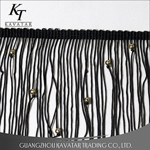 Beautiful black long tassel fringe trim for decorate shoe,garment