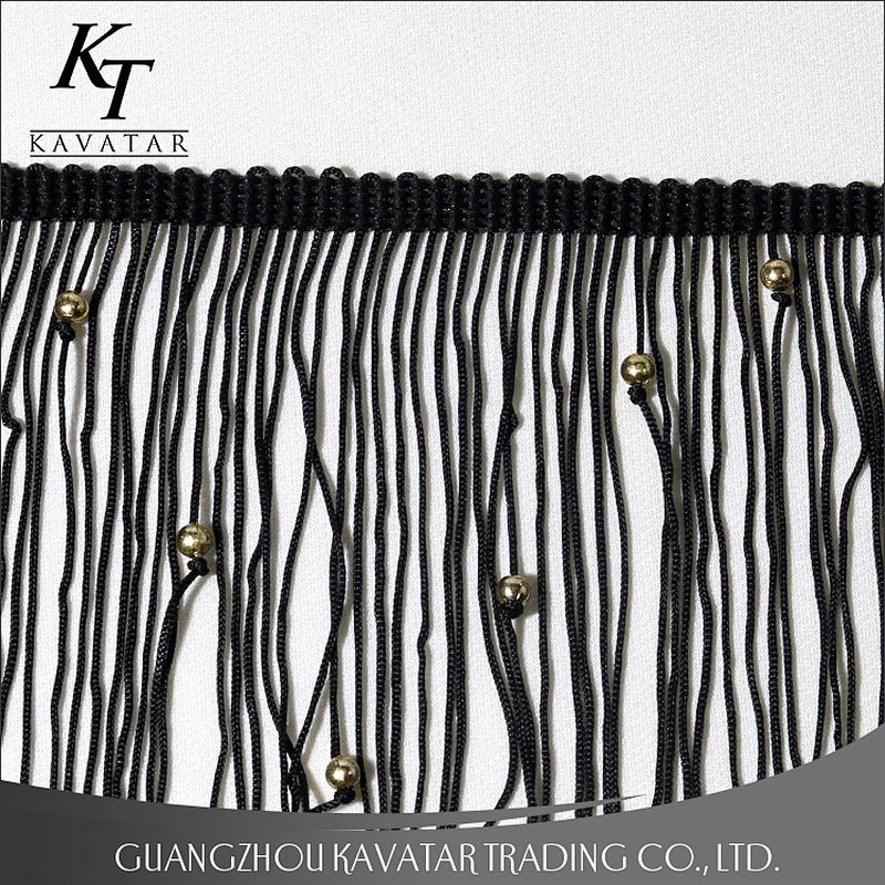 Beautiful black long tassel fringe trim for decorate shoe,garment