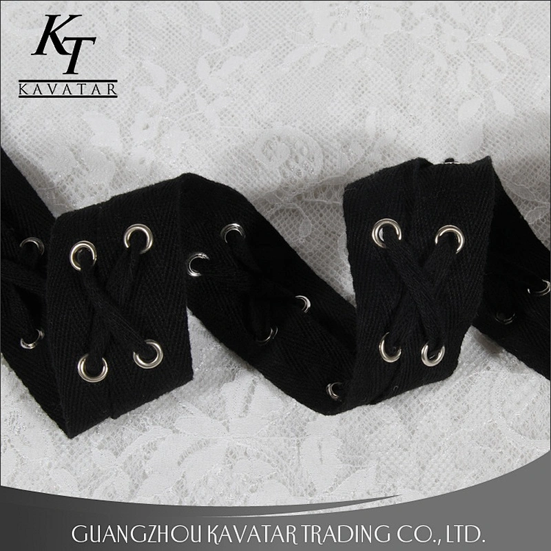 Kavatar Black Grommet Black Cotton Drawcord Tape Eyelet Trim