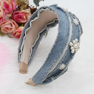 Euramerican Korean 2020 new style hairband retro  faux pearl headband Leather hair band women to hair hoop