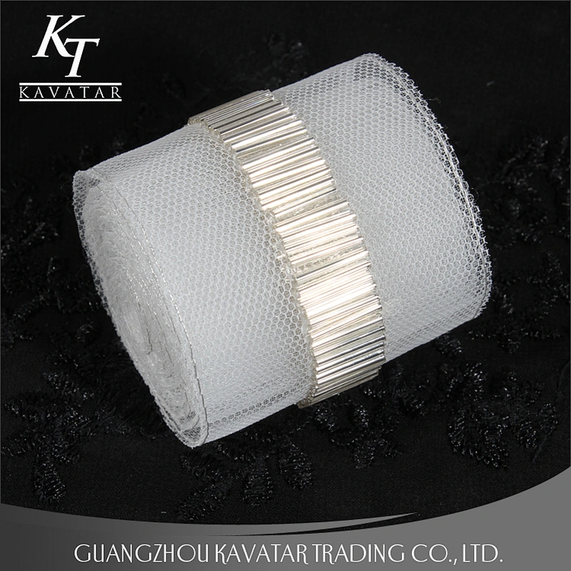 New strip shape beaded embroidery mesh lace trim decorative for bride wedding