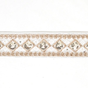 Handmade Embroidered Sequin Decoration Voile Edge Lace Ribbon for Dress Garments Accessories