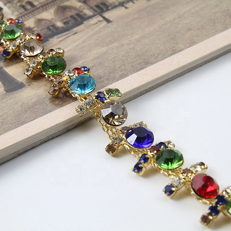 New design DIY rhinestone beaded clothes garment accessories for women crystal bead chain