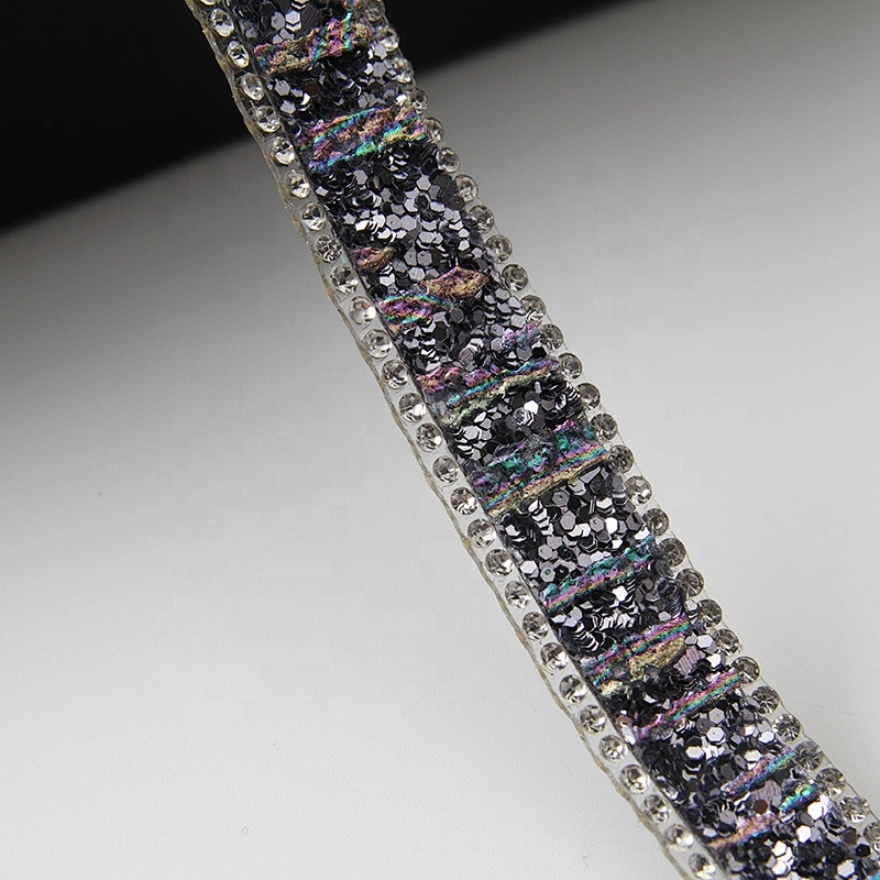 Latest design wedding hotfix sequin banding trim low MOQ